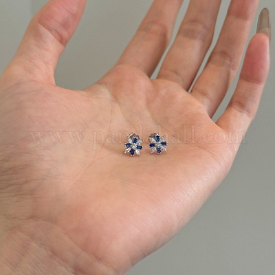 Серьги-гвоздики snow s925 из стерлингового серебра с микропаве из кубических цирконий для женщины EJEW-F364-01P-1