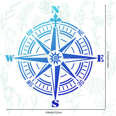 6.3 Inch Metal Compass Rose Stencil Stainless Steel Painting
