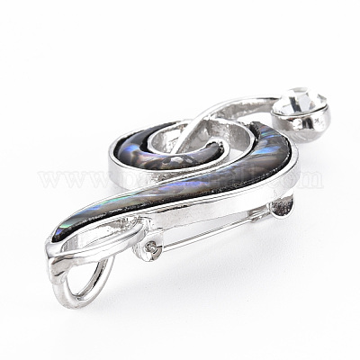 Музыкальная нота брошь из натуральной раковины морского ушка/пауа G-N333-002-RS-1