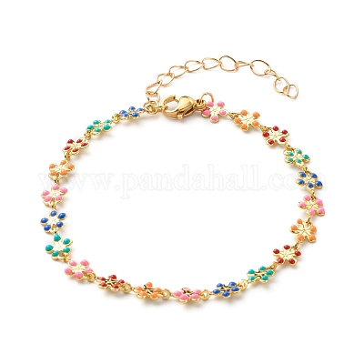 Messing Emaille Gliederkette Armbänder&nbsp;BJEW-JB06420-1