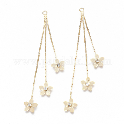 Латунные цепочки-звенья «бостон» с кисточками большие подвески KK-S348-467G-NF-1