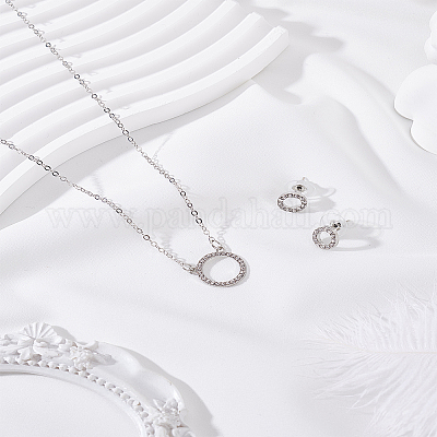 Комплекты из ожерелий и серег-гвоздиков из сплава со стразами и кристаллами для женщин&nbsp;SJEW-LP0001-29P-1