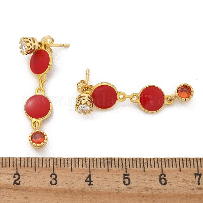 Серьги-гвоздики с цирконом из латуни EJEW-M077-10G-01-1