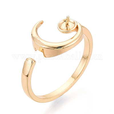 Оправы для колец-манжет из лунной латуни с микропаве из прозрачного кубического циркония KK-T076-23G-1