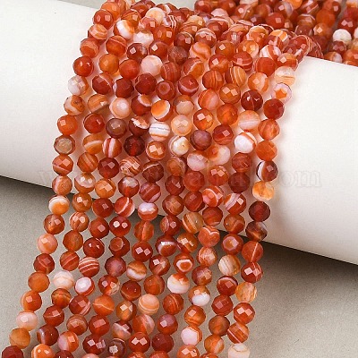 Нити бусин из натурального красного полосатого агата&nbsp;G-B175-D22-4mm-1