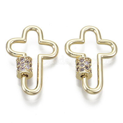 Латунь микропаве кубический цирконий винт карабин подвески с замком KK-R136-070G-NF-1