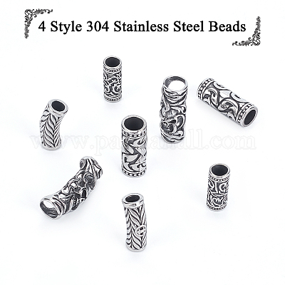 Silver Tube Beads, Oval Spacer Beads, Tribal Bracelet Spacer Beads, Leather  Bracelet Spacers, Silver Jewelry, Large Hole Bead Spacers, 5pc 