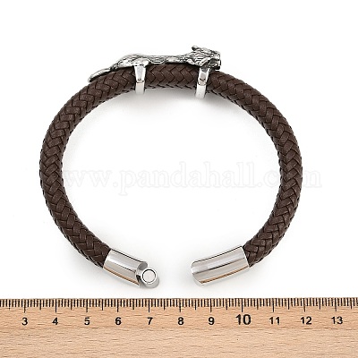 Леопардовые браслеты из плетеного шнура из микрофибры толщиной 11.5 мм BJEW-H631-02AS-02-1