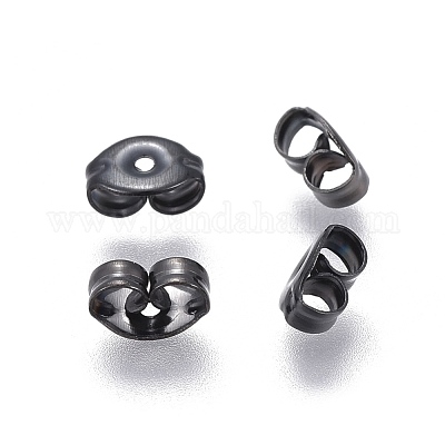 304 Stainless Steel Ear Nuts, Friction Earring Backs for Stud Earrings,  Stainless Steel Color, 6x4.5x3mm, Hole: 0.8mm