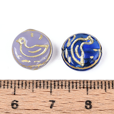 Плоские круглые стеклянные бусины в форме утки GLAA-T025-34M-1