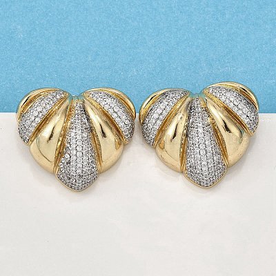 Женские серьги-гвоздики из латуни с микропаве и прозрачным кубическим цирконием EJEW-G430-02GP-1