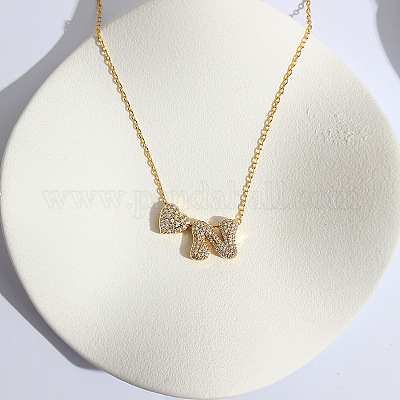 Ожерелья с подвеской в виде сердца из латуни с микропаве из прозрачного кубического циркония FS-WG89C2E-14-1