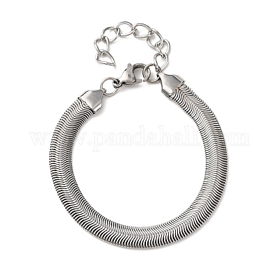 Браслеты из нержавеющей стали 304 с цепочками-елочками для женщин BJEW-P361-01P-1