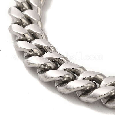 Не тускнеющие браслеты из кубинской цепи из нержавеющей стали 304 для женщин и мужчин BJEW-Q341-14C-P-1