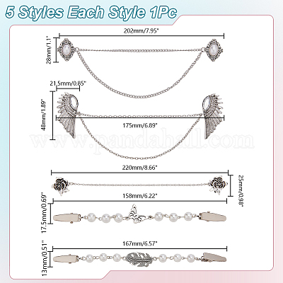 5 шт. 5 стиля зажимы для кардигана из сплава&nbsp;AJEW-AR0004-96-1