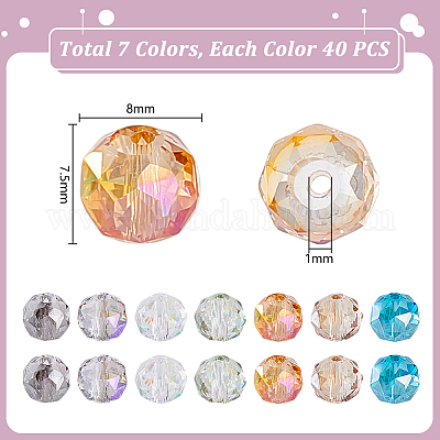 280 шт. 7 цвета гальванические прозрачные стеклянные бусины EGLA-GA0001-44-1
