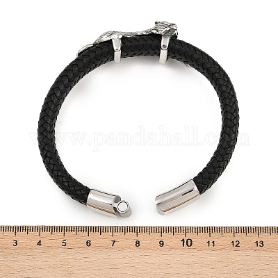 11.5mmマイクロファイバーレザー編み紐ヒョウ柄ブレスレット 304