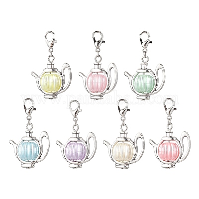 Подвеска для чайника из искусственного акрилового жемчуга и тибетского серебряного сплава HJEW-JM03980-1