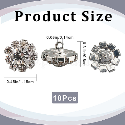 10 шт. пуговица со стразами из сплава для аксессуаров одежды BUTT-GF0001-29-1
