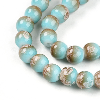 Выпечка окрашенные стеклянные бусины пряди DGLA-N008-8mm-05-1