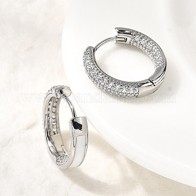 Латунные серьги-кольца из прозрачного кубического циркония EJEW-K276-11P-02-1