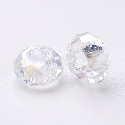 ガラスヨーロピアンビーズ 大穴ビーズ 芯金がない 多面カット