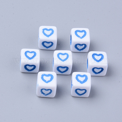 Непрозрачные белые акриловые европейские бусины MACR-S273-51B-01-1