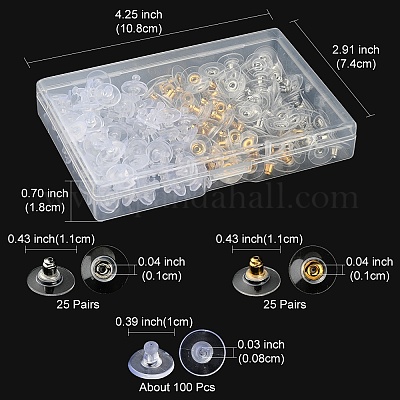 200шт 3 стильные латунные и пластиковые ушные гайки KK-YW0001-65-1