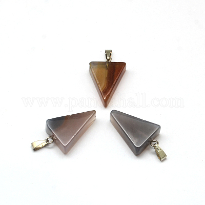 Треугольник естественный серый агат подвески G-Q356-09-1
