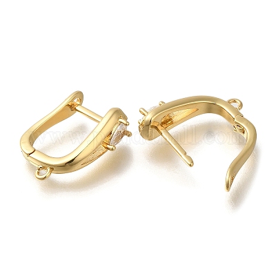 Покрытие стойки латунь микропаве фианит серьги обручи EJEW-H143-04G-1