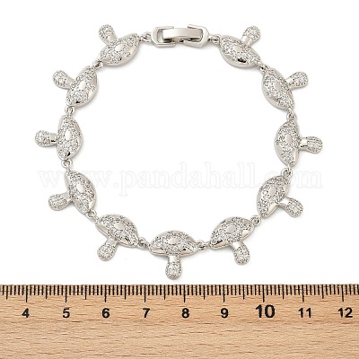 Браслеты из грибовидной латуни с микропаве из прозрачных кубических цирконий для женщин BJEW-Z126-04P-1