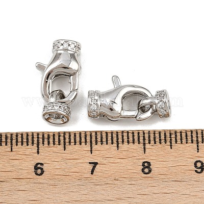 Концы шнура из латуни с микропаве из прозрачного кубического циркония KK-C136-01P-1