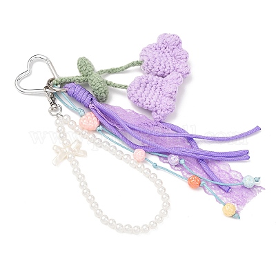 Подвеска ручной работы из хлопковой пряжи с ландышами HJEW-JM04387-03-1