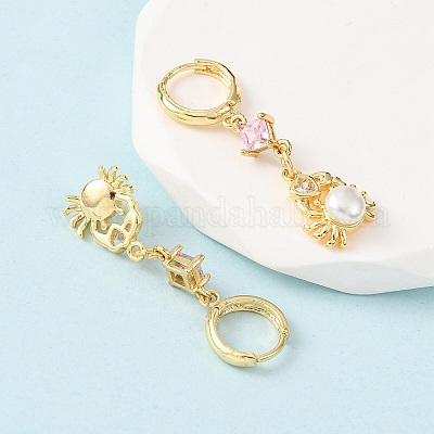 Латунные микро проложить серьги обруча кубического циркония EJEW-A149-04A-G-1