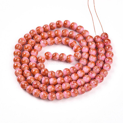 Выпечка окрашенные стеклянные бусины пряди DGLA-N008-8mm-01-1