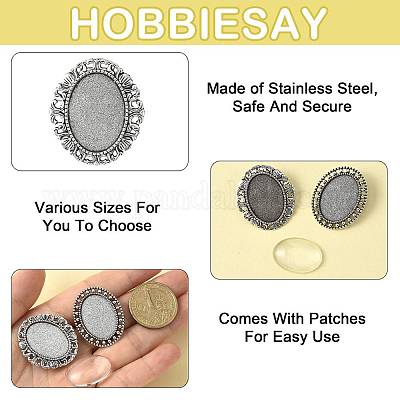 10 шт. 2 стиля винтажной броши из сплава с кабошоном и безелем FIND-FS0004-64-1