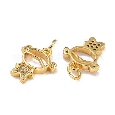 Латунные микропаве прозрачные кубические циркониевые подвески ZIRC-A021-52G-1