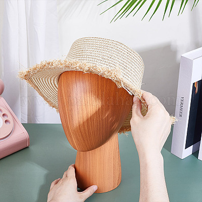 Деревянные стеллажи для шляп в форме головы AJEW-WH0816-102-1