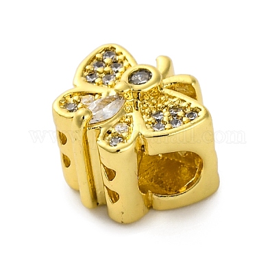 Реечное покрытие латунь микро паве кубический цирконий европейские бусины KK-Z081-14-1