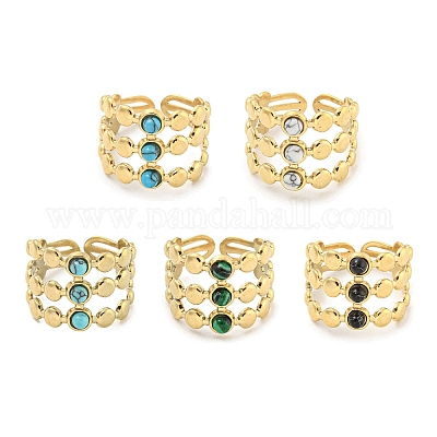 Кольца-манжеты из нержавеющей стали 304 с ионным покрытием (IP) и синтетическими драгоценными камнями G-Z056-05G-1