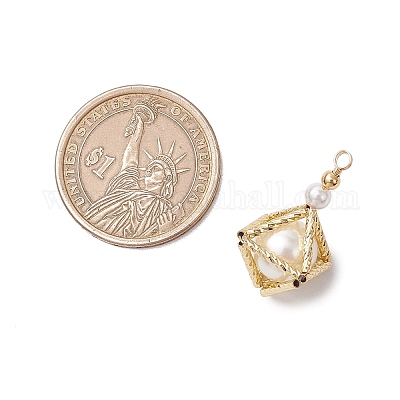 Ромбовидные подвески из латуни и ракушечного жемчуга 3d PALLOY-TA00230-1