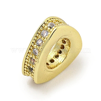 Реечное покрытие латунь микро паве прозрачный кубический цирконий европейские бусины KK-B091-03G-1