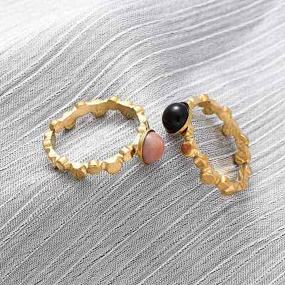 Регулируемые открытые манжетные кольца из нержавеющей стали 304 RJEW-A071-10G-1