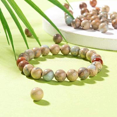 100шт 8мм натуральные бусины из аква терра-яшмы DIY-LS0002-35-1