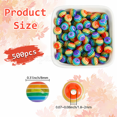 500 шт. Прозрачные бусины из смолы в полоску&nbsp;RESI-PA0001-10-1