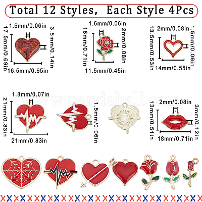 Подвески из сплава эмали 48шт 12 стиля ENAM-SC0004-54-1