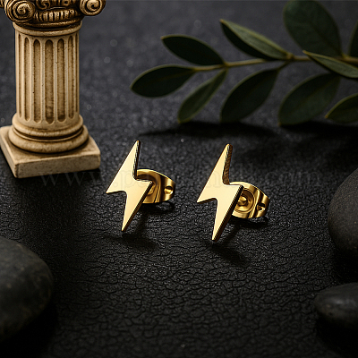 6 пара сережек-гвоздиков из нержавеющей стали 304 двух цветов EJEW-GO0002-27-1