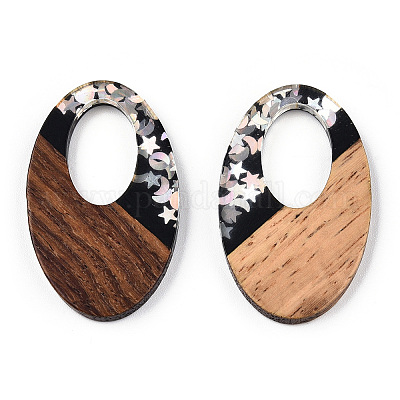 Подвески из непрозрачной смолы и ореха RESI-N039-62C-1