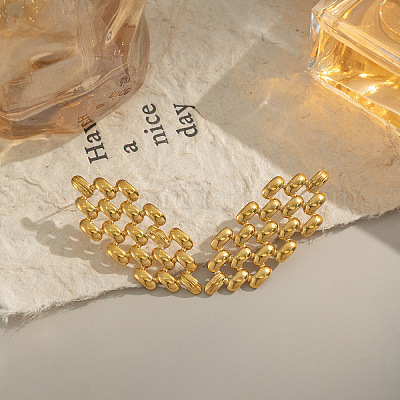 Серьги-гвоздики из нержавеющей стали с полыми цепочками PI7436-1-1