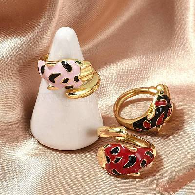 Кольца-манжеты из латуни с микропаве из кубического циркония и эмалью для женщин RJEW-L113-041G-1